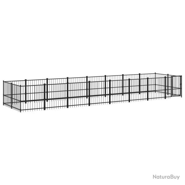 Chenil cage enclos pac animaux d'ext�rieur pour chiens acier 15,02 m� noir 02_0041795