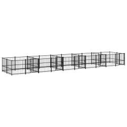 Chenil cage enclos pac animaux d'ext&eacute;rieur pour chiens acier 18,77 m&sup2; noir 02_0041810