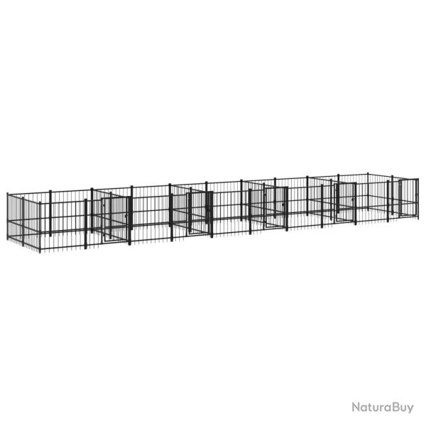 Chenil cage enclos pac animaux d'ext�rieur pour chiens acier 18,77 m� noir 02_0041810