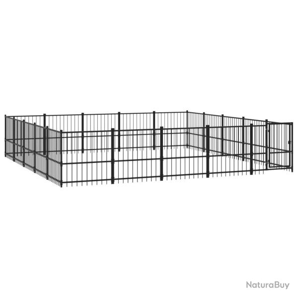 Chenil cage enclos pac animaux d'ext�rieur pour chiens acier 23,52 m� noir 02_0041820
