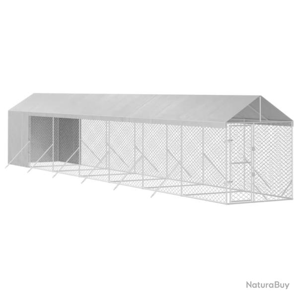 Chenil cage enclos pac animaux d'ext�rieur pour chiens avec toit argent� 2 x 14 x 2,5 m Argent 02_0