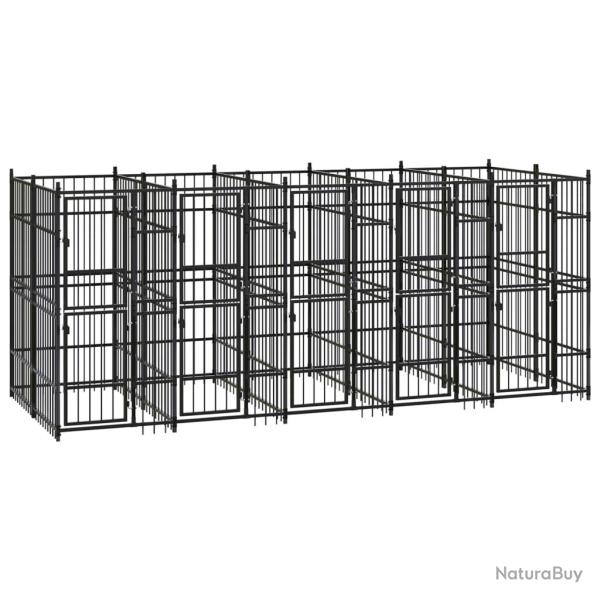 Chenil cage enclos pac animaux d'ext�rieur pour chiens acier 9,22 m� noir 02_0041887