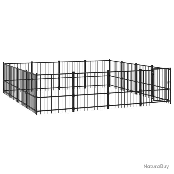 Chenil cage enclos pac animaux d'ext�rieur pour chiens acier 15,05 m� noir 02_0041798
