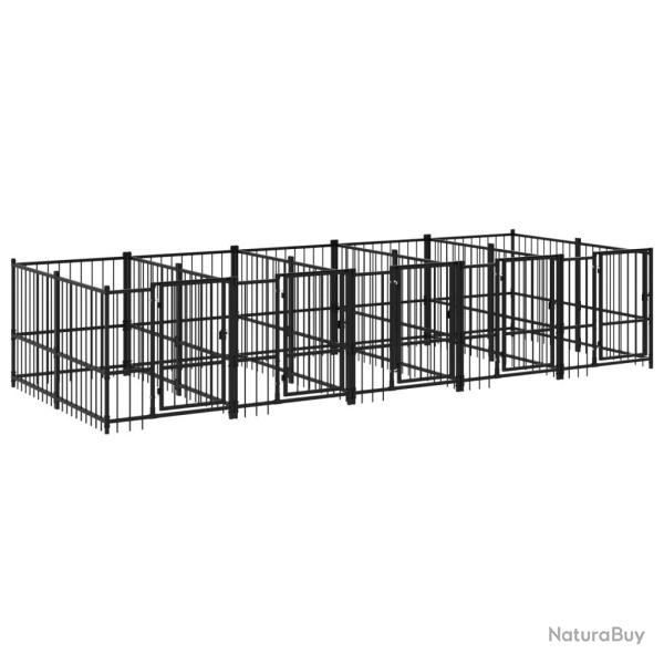Chenil cage enclos pac animaux d'ext�rieur pour chiens acier 9,38 m� noir 02_0041889