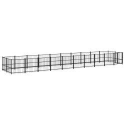 Chenil cage enclos pac animaux d'ext&eacute;rieur pour chiens acier 18,77 m&sup2; noir 02_0041809