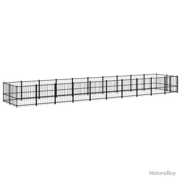 Chenil cage enclos pac animaux d'ext�rieur pour chiens acier 18,77 m� noir 02_0041809