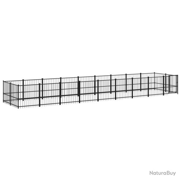 Chenil cage enclos pac animaux d'ext�rieur pour chiens acier 16,89 m� noir 02_0041802