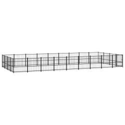 Chenil cage enclos pac animaux d'ext&eacute;rieur pour chiens acier 33,87 m&sup2; noir 02_0041839