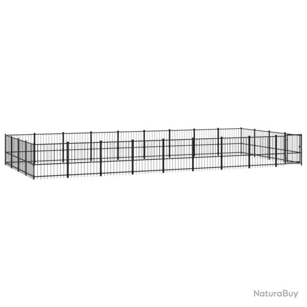 Chenil cage enclos pac animaux d'ext�rieur pour chiens acier 33,87 m� noir 02_0041839