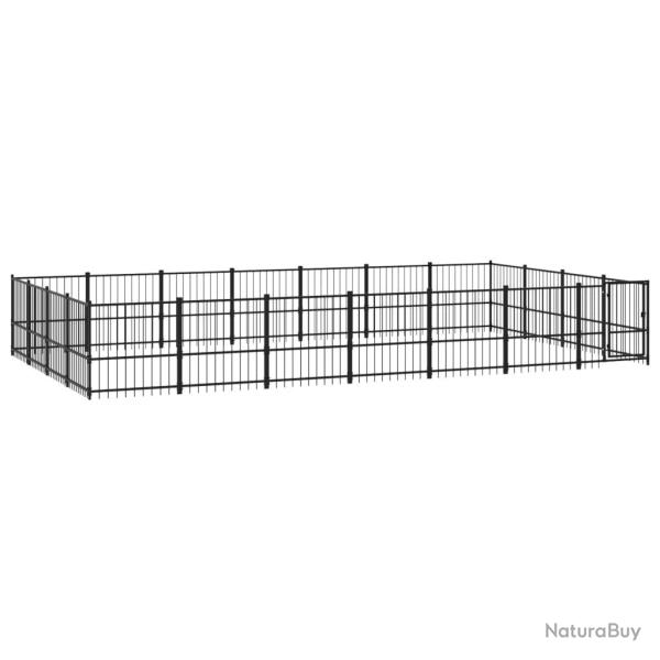 Chenil cage enclos pac animaux d'ext�rieur pour chiens acier 26,35 m� noir 02_0041824