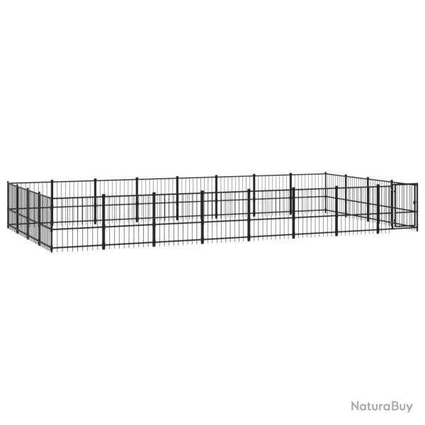 Chenil cage enclos pac animaux d'ext�rieur pour chiens acier 30,11 m� noir 02_0041834