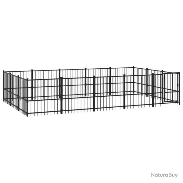 Chenil cage enclos pac animaux d'ext�rieur pour chiens acier 14,11 m� noir 02_0041790
