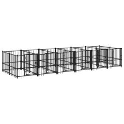 Chenil cage enclos pac animaux d'ext&eacute;rieur pour chiens acier 11,26 m&sup2; noir 02_0041782