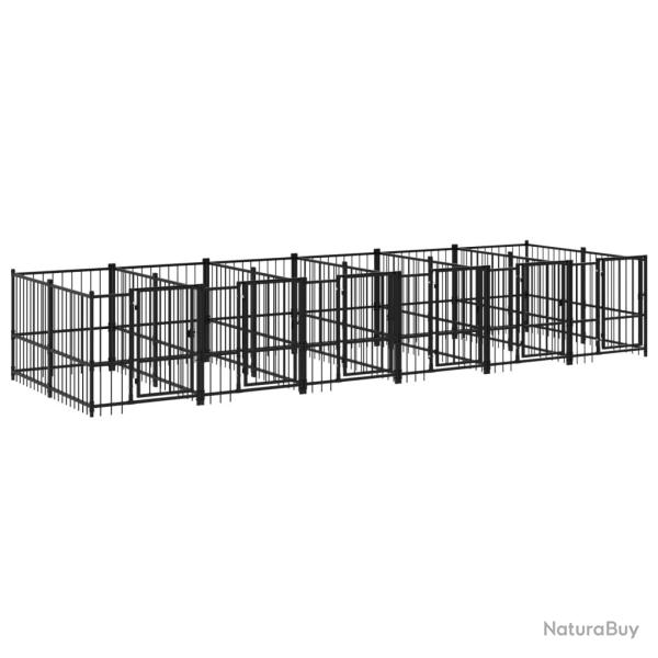 Chenil cage enclos pac animaux d'ext�rieur pour chiens acier 11,26 m� noir 02_0041782