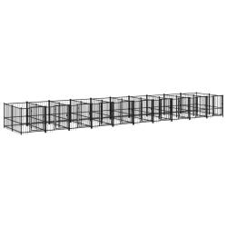 Chenil cage enclos pac animaux d'ext&eacute;rieur pour chiens acier 18,77 m&sup2; noir 02_0041811