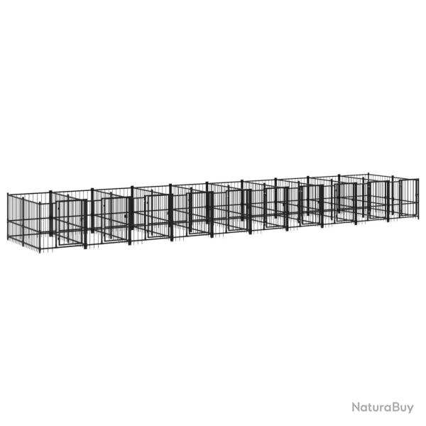 Chenil cage enclos pac animaux d'ext�rieur pour chiens acier 18,77 m� noir 02_0041811
