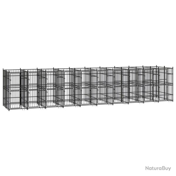 Chenil cage enclos pac animaux d'ext�rieur pour chiens acier 18,43 m� noir 02_0041808