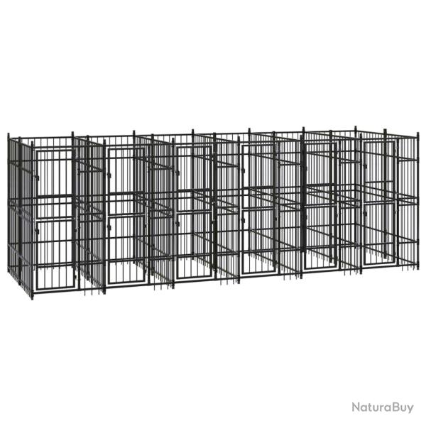 Chenil cage enclos pac animaux d'ext�rieur pour chiens acier 11,06 m� noir 02_0041778