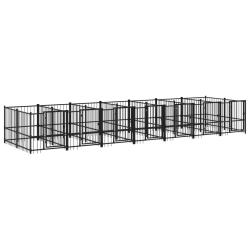 Chenil cage enclos pac animaux d'ext&eacute;rieur pour chiens acier 13,14 m&sup2; noir 02_0041787