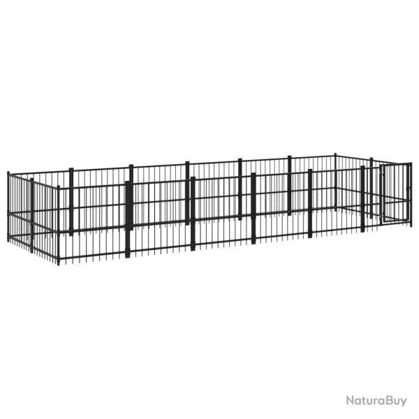 Chenil cage enclos pac animaux d'ext�rieur pour chiens acier 11,26 m� noir 02_0041783