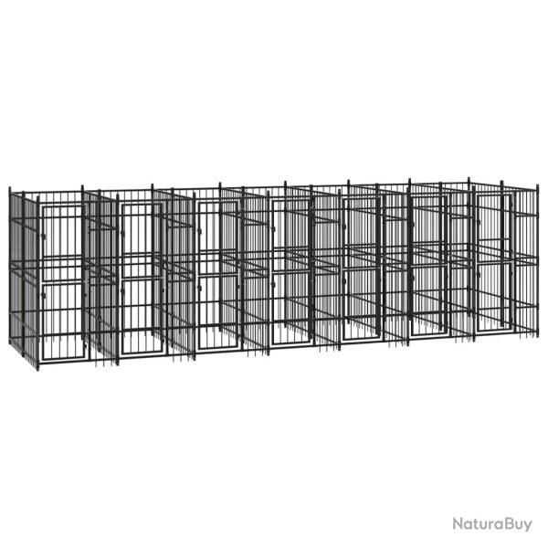 Chenil cage enclos pac animaux d'ext�rieur pour chiens acier 12,9 m� noir 02_0041786