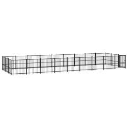 Chenil cage enclos pac animaux d'ext&eacute;rieur pour chiens acier 25,4 m&sup2; noir 02_0041822