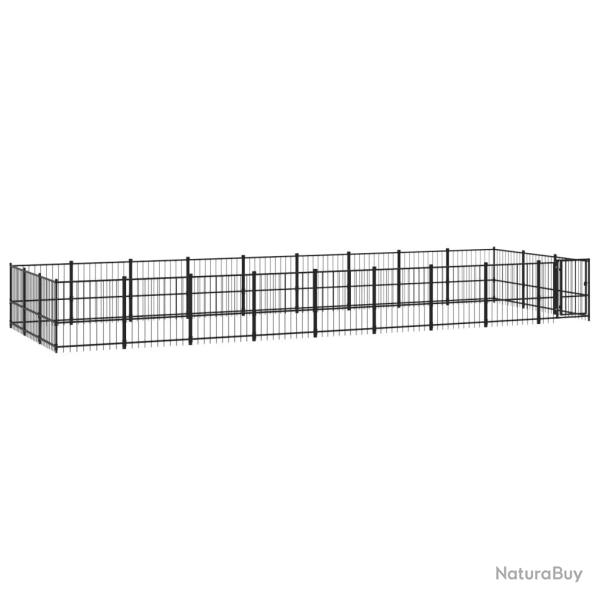 Chenil cage enclos pac animaux d'ext�rieur pour chiens acier 25,4 m� noir 02_0041822
