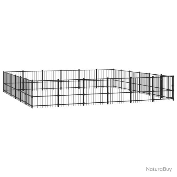 Chenil cage enclos pac animaux d'ext�rieur pour chiens acier 33,87 m� noir 02_0041840