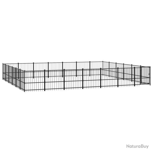 Chenil cage enclos pac animaux d'ext�rieur pour chiens acier 39,52 m� noir 02_0041846