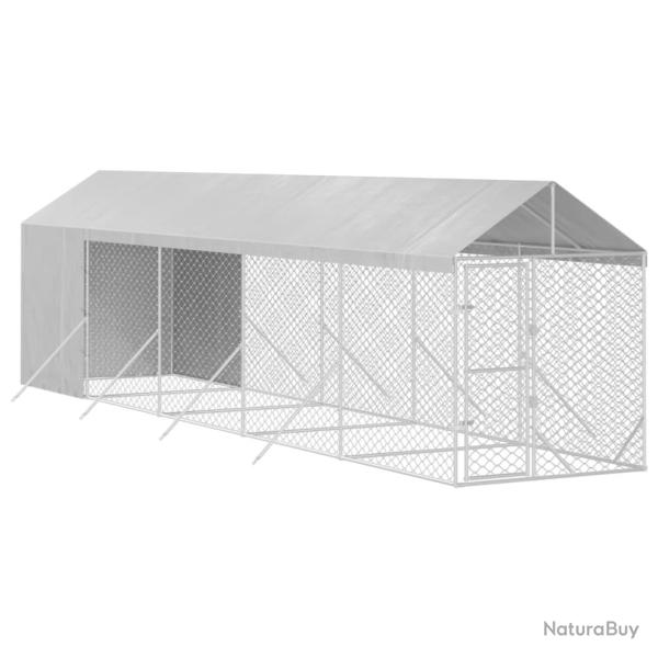 Chenil cage enclos pac animaux d'ext�rieur pour chiens avec toit argent� 2 x 10 x 2,5 m Argent 02_0
