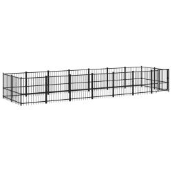 Chenil cage enclos pac animaux d'ext&eacute;rieur pour chiens acier 13,14 m&sup2; noir 02_0041788
