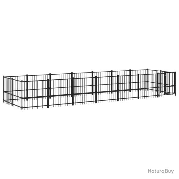 Chenil cage enclos pac animaux d'ext�rieur pour chiens acier 13,14 m� noir 02_0041788