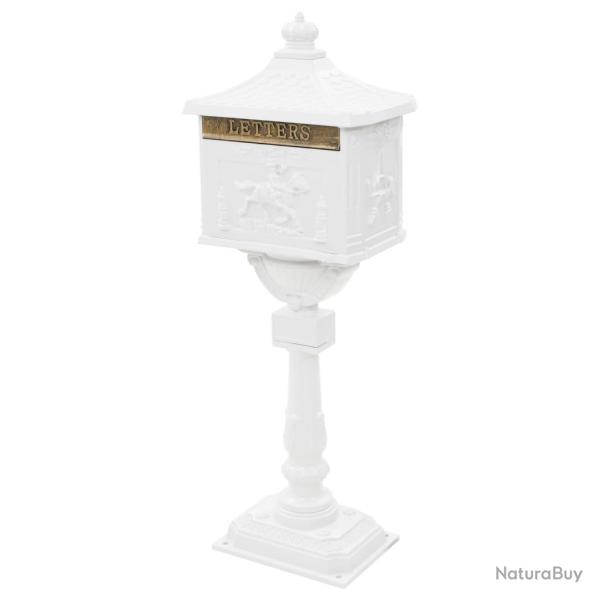 Bote aux lettres sur pied aluminium vintage antirouille blanc 02_0041552