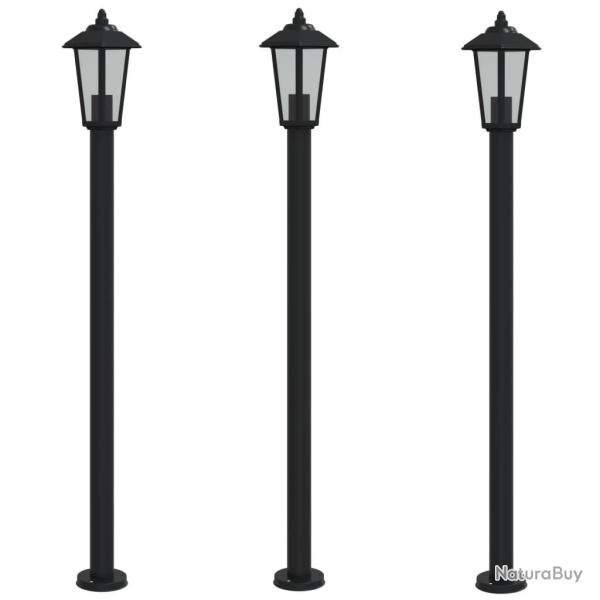 Lampadaires d'extrieur 3 pcs 120 cm acier inoxydable noir 02_0042548