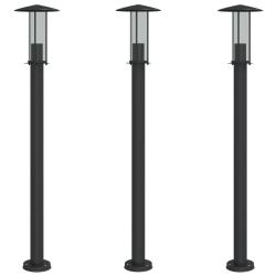 Lampadaires d'ext&eacute;rieur 3 pcs 100 cm acier inoxydable noir 02_0042545
