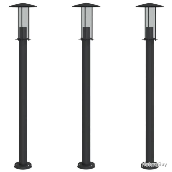 Lampadaires d'extrieur 3 pcs 100 cm acier inoxydable noir 02_0042545