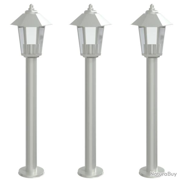 Lampadaires d'extrieur 3 pcs argent 80 cm acier inoxydable Argent 02_0042561