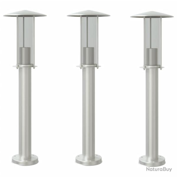 Lampadaires d'extrieur 3 pcs argent 60 cm acier inoxydable Argent 02_0042560