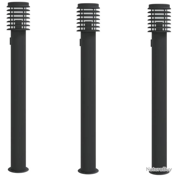 Lampadaires d'ext�rieur avec sortie 3 pcs acier inoxydable noir 02_0042572