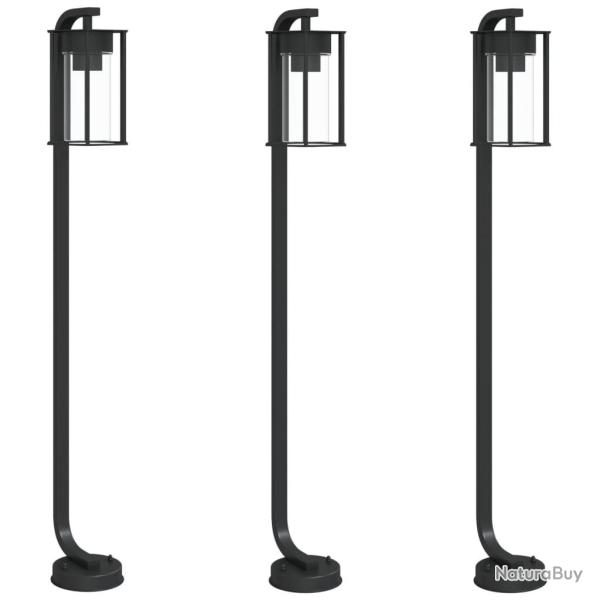 Lampadaires d'extrieur 3 pcs 100 cm acier inoxydable noir 02_0042544