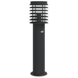 Lampadaire d'ext&eacute;rieur avec capteur 60 cm acier inoxydable noir 02_0042523