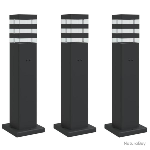 Lampadaires d'ext�rieur avec sortie 3 pcs 50 cm aluminium noir 02_0042570