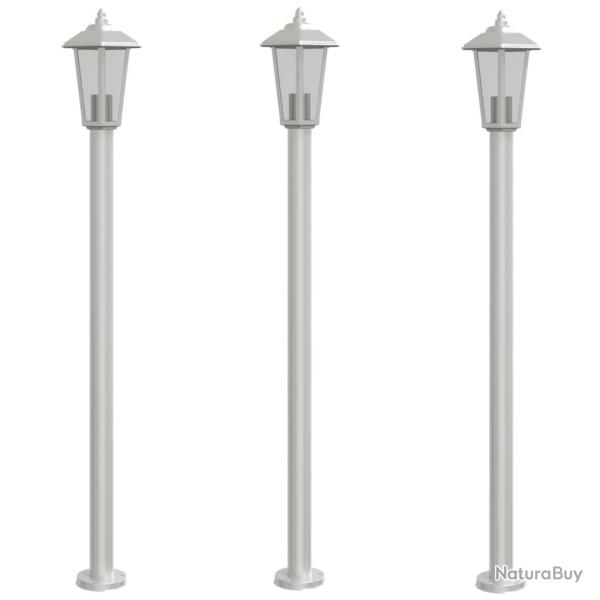 Lampadaires d'extrieur 3 pcs argent 120 cm acier inoxydable Argent 02_0042557