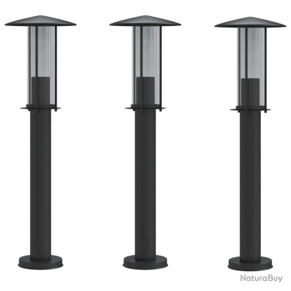 Lampadaires d'extrieur 3 pcs 60 cm acier inoxydable noir 02_0042551