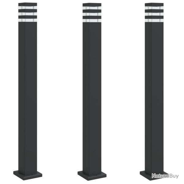 Lampadaires d'extrieur 3 pcs 110 cm aluminium noir 02_0042547