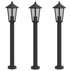 Lampadaires d'ext&eacute;rieur 3 pcs 80 cm acier inoxydable noir 02_0042553
