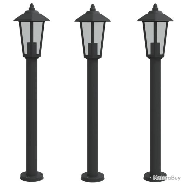 Lampadaires d'extrieur 3 pcs 80 cm acier inoxydable noir 02_0042553