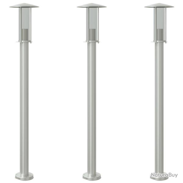 Lampadaires d'extrieur 3 pcs argent 100 cm acier inoxydable Argent 02_0042555