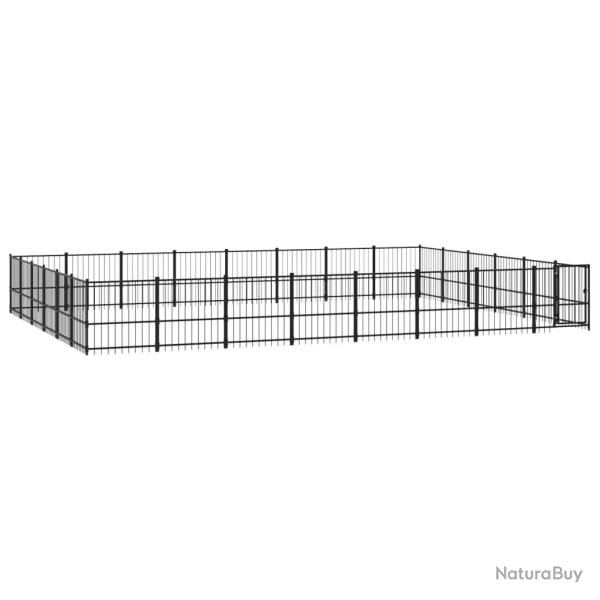 Chenil cage enclos pac animaux d'ext�rieur pour chiens acier 45,16 m� noir 02_0041850