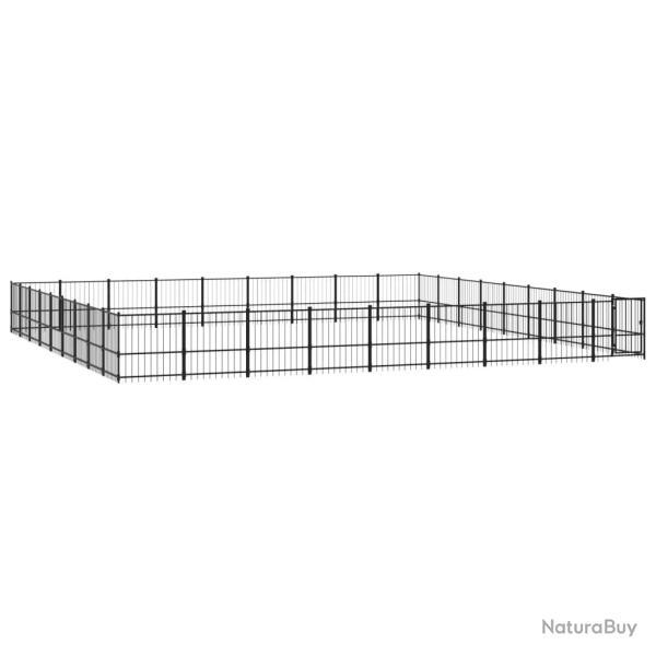 Chenil cage enclos pac animaux d'ext�rieur pour chiens acier 76,21 m� noir 02_0041882